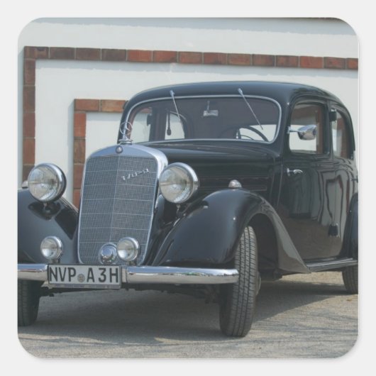 antiek mercedes 3 vierkante sticker (Voorkant)