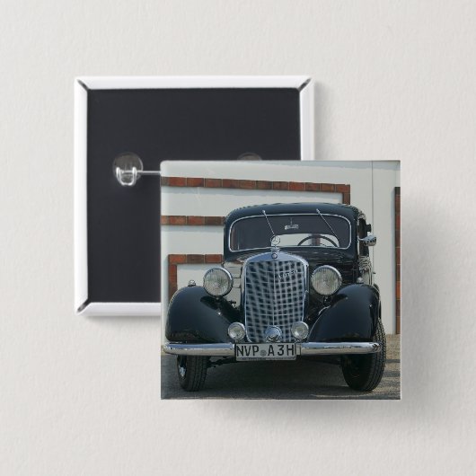 antiek mercedes vierkante button 5,1 cm (Voorkant /achterkant)
