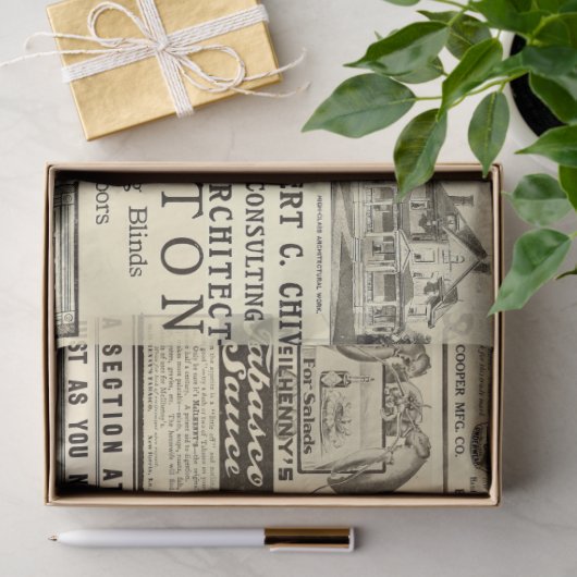 Antiek  Merchant Ads Ephemera Tissuepapier (Geschenk)