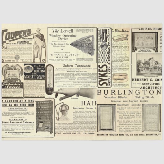 Antiek  Merchant Ads Ephemera Tissuepapier (Voorkant)