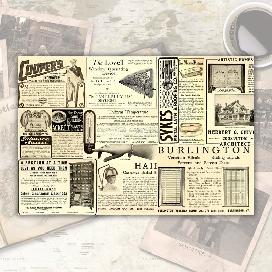 Antiek  Merchant Ads Ephemera Tissuepapier