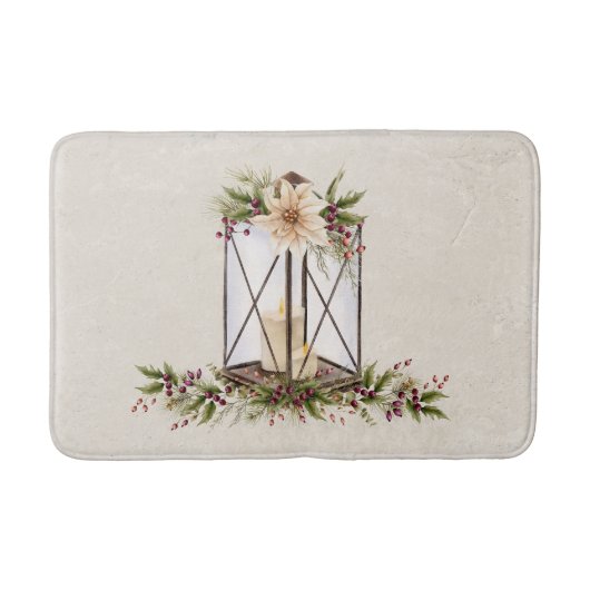 Antiek messing lantaarn &  poinsettia badmat (Voorkant)