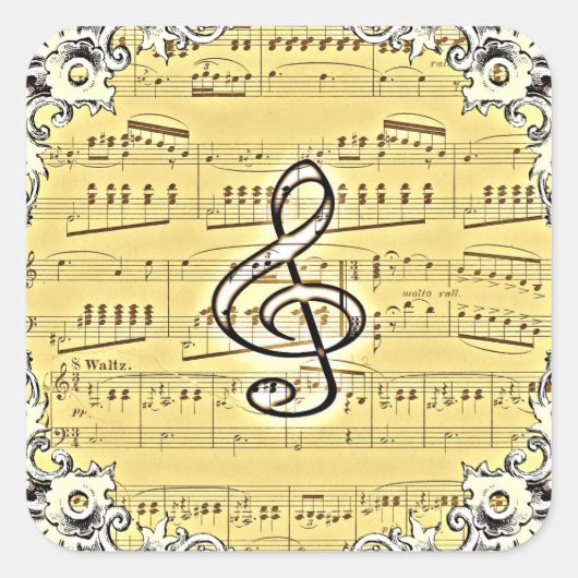 Antiek, met de hand vervormbaar, ontwerp vierkante sticker (Voorkant)