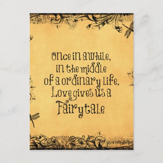  Antiek met liefdescitaat Weddenschap Aankondigingskaart (Voorkant)