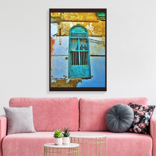 Antiek metalen venster canvas afdruk (Insitu (Woonkamer))