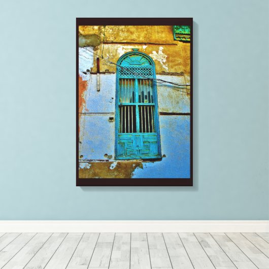 Antiek metalen venster canvas afdruk (Insitu (Houten vloer))