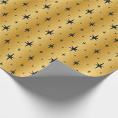 Antiek metallisch goud met blauw sterren van de ma cadeaupapier (Hoek)