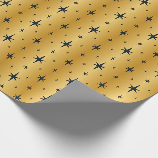 Antiek metallisch goud met blauw sterren van de ma cadeaupapier (Hoek)