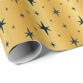 Antiek metallisch goud met blauw sterren van de ma cadeaupapier (Rol Hoek)