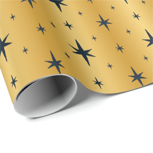 Antiek metallisch goud met blauw sterren van de ma cadeaupapier (Rol Hoek)