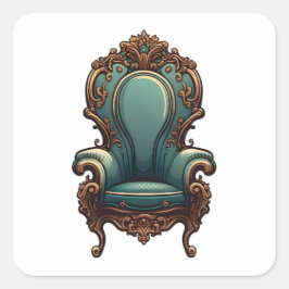 Antiek meubelen, Cartoon stijl, Antiek stoel Vierkante Sticker
