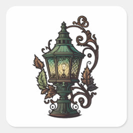 Antiek meubelen,  lamp, Cartoon stijl Vierkante Sticker