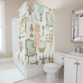 antiek meubelmannequin  decor douchegordijn (In situ)