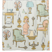 antiek meubelmannequin  decor douchegordijn (Voorkant)