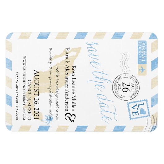 Antiek Mexico Airmail De datum opslaan Magneet (Horizontaal)
