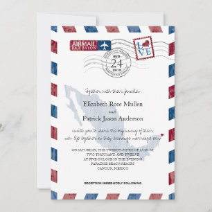 Antiek Mexico Airmail Wedding Invitation Kaart