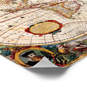 Antiek middeleeuwse, historische Wereldkaart Nova  Poster (Hoek)