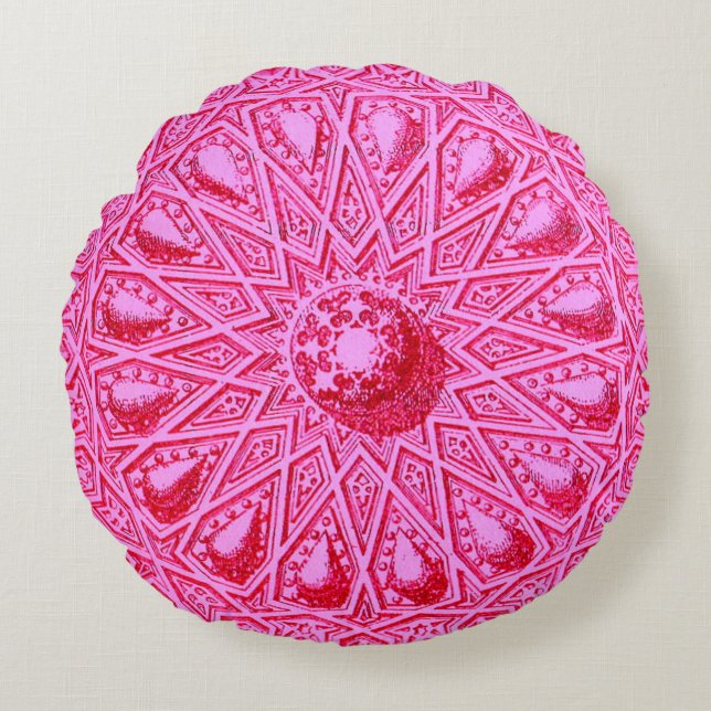 antiek Midden-Oostenmotief Rond Kussen (Voorkant)