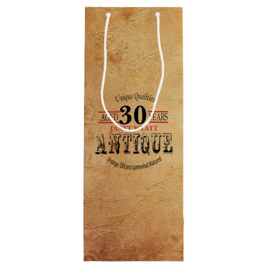 Antiek mijlpaal 30e verjaardag wijn cadeautas (Achterkant)