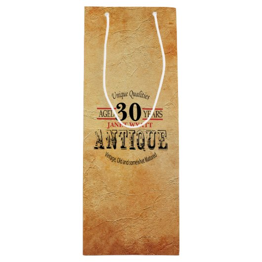 Antiek mijlpaal 30e verjaardag wijn cadeautas (Voorkant)