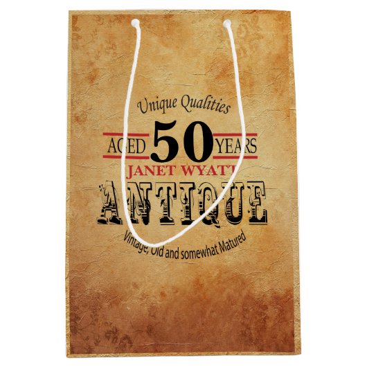 Antiek mijlpaal 50e verjaardag 2 medium cadeauzakje (Voorkant)