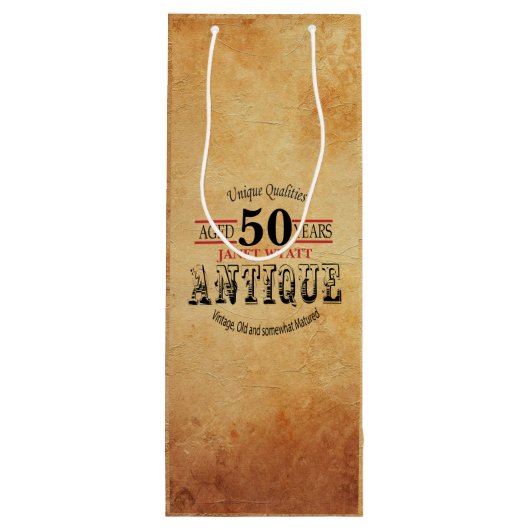 Antiek mijlpaal 50e verjaardag wijn cadeautas (Achterkant)