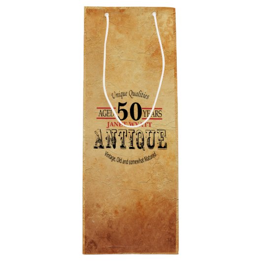 Antiek mijlpaal 50e verjaardag wijn cadeautas (Voorkant)