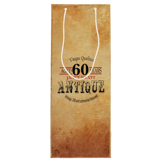 Antiek mijlpaal 60e verjaardag wijn cadeautas (Achterkant)
