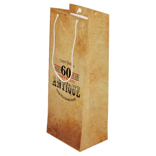 Antiek mijlpaal 60e verjaardag wijn cadeautas (Achterkant Gekanteld)