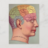 antiek Mind Brain Map Phrenologie hoofd Briefkaart (Voorkant)