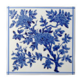 Antiek Minton Blue White Aesthetic Floral Repro Tegeltje (Voorkant)