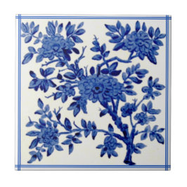 Antiek Minton Blue White Aesthetic Floral Repro Tegeltje