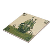 Antiek Minton Hollins Delft Boat Tile #3 Repro Tegeltje (Zijkant)