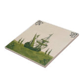 Antiek Minton Hollins Delft Boat Tile #4 Repro Tegeltje (Zijkant)