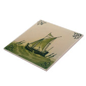 Antiek Minton Hollins Sailboat Ship Tile #1 Repro Tegeltje (Zijkant)