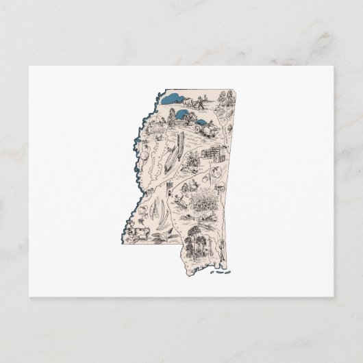 Antiek Mississippi  Afbeelding Map Briefkaart (Voorkant)
