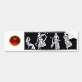 ANTIEK MODE Black White Red Ruby Gemstone Bumpersticker (Voorkant)