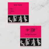 ANTIEK MODE BOUTIQUE Black Hot Pink Monogram Vierkante Visitekaartje (Voorkant / Achterkant)