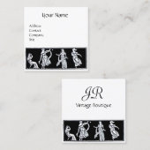 ANTIEK MODE /  BOUTIQUE MONOGRAM VIERKANTE VISITEKAARTJE (Voorkant / Achterkant)