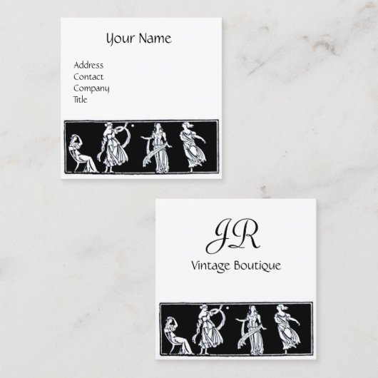 ANTIEK MODE /  BOUTIQUE MONOGRAM VIERKANTE VISITEKAARTJE (Voorkant / Achterkant)