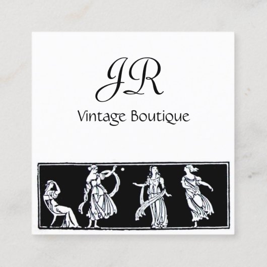 ANTIEK MODE /  BOUTIQUE MONOGRAM VIERKANTE VISITEKAARTJE (Achterkant)