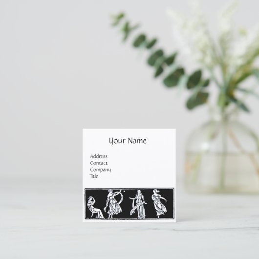ANTIEK MODE /  BOUTIQUE MONOGRAM VIERKANTE VISITEKAARTJE (Staand voorkant)