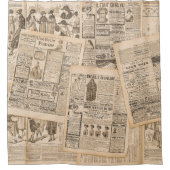 Antiek Mode: krant Adverteren pagina's Douchegordijn (Voorkant)