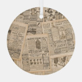 Antiek Mode: krant Adverteren pagina's Glas Ornament (Achterkant)