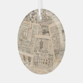 Antiek Mode: krant Adverteren pagina's Glas Ornament (Voorkant links)