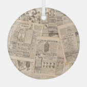 Antiek Mode: krant Adverteren pagina's Glas Ornament (Voorkant)