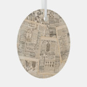 Antiek Mode: krant Adverteren pagina's Glas Ornament (Voorkant Rechts)