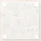 Antiek Mode: krant Adverteren pagina's Glazen Onderzetter (Achterkant)