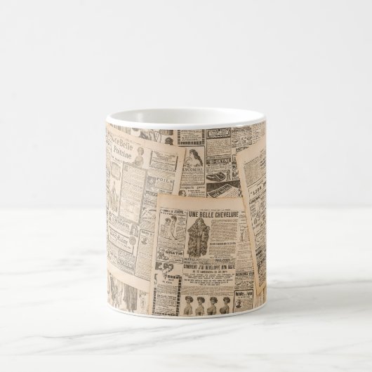 Antiek Mode: krant Adverteren pagina's Koffiemok (Center)