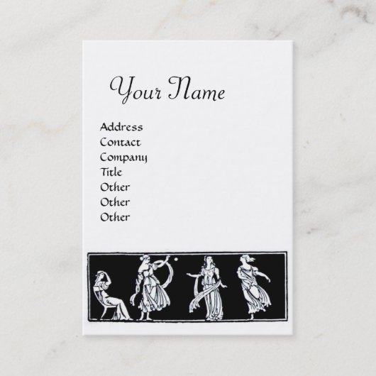 ANTIEK MODE MONOGRAM Black White Visitekaartje (Voorkant)